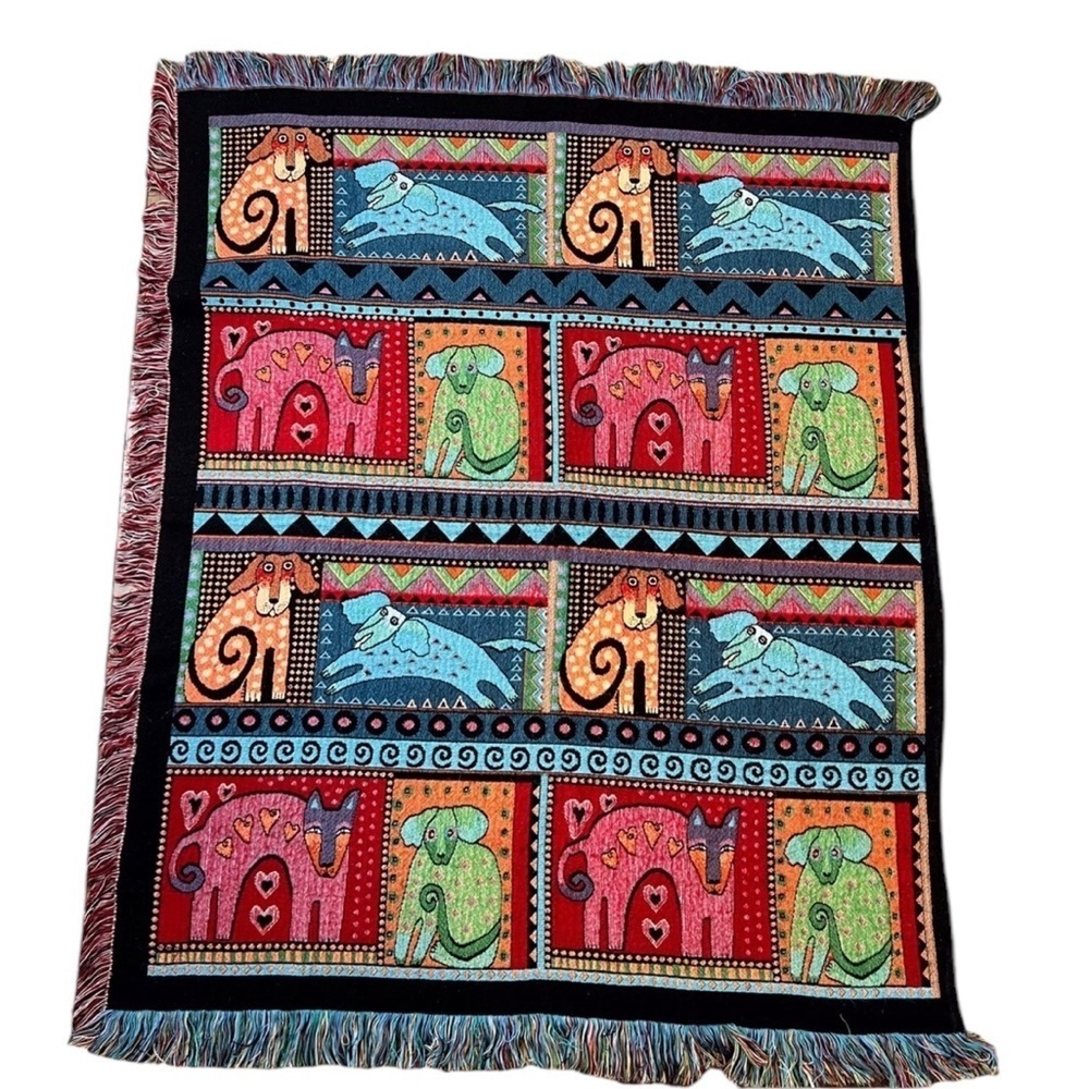 LAUREL BURCH MYTHICAL DOG TAPESTRY THROW BLANKET 60 X 50